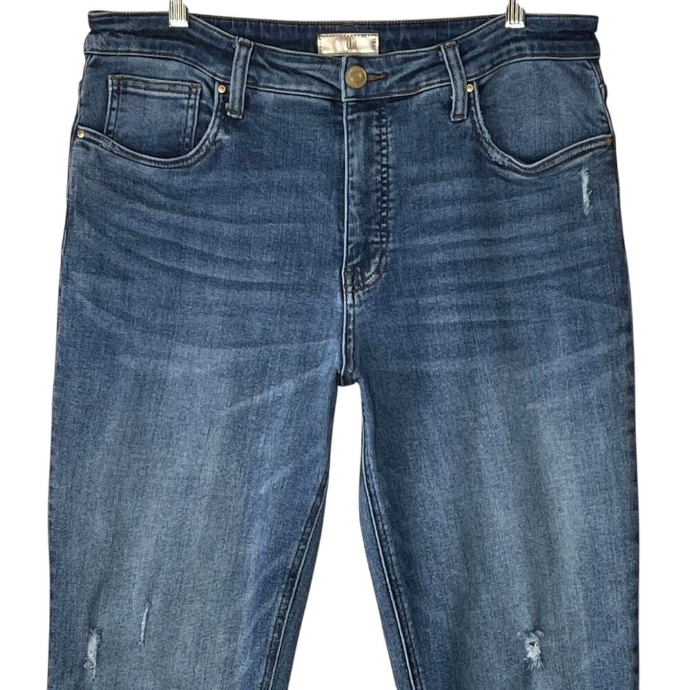KUT from the Kloth Rachael FAB AB Mom High Rise Jeans Size 14 Raw Hem Stretch - Picture 3 of 11
